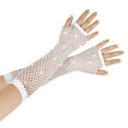 thumbnail image 2 of Xfvqtps Fingerless Gloves for Womens Mesh Thumb Hole Long Rhinestone Biling Solid Color Stretch Fashion Party Mittens White, 2 of 4