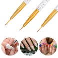 thumbnail image 3 of Unique Bargains Nail Art Brushes 3 Pcs Nail Design Tools Kit Nail Liner Brush Gold Tone Handle, 3 of 7