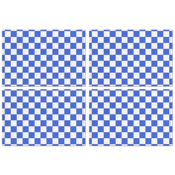 Blue and White Checkered Pattern Summer Placemats Table Placemats Set Of 4-Linen Kitchen Washable Placemats Table Mats 11.8"x17.7" Non-Slip Heat Resistant