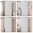 thumbnail image 3 of Feishominoo 2 Doors Wooden Armoire Wardrobe Closet, Bedroom Clothes Organization Storage Cabinet with Drawers and Hanging Rod, White, 3 of 8