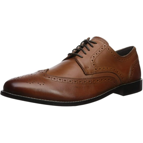 Nunn Bush Mens Nelson Wing Tip Oxford Dress Casual Lace-Up, Cognac, 10