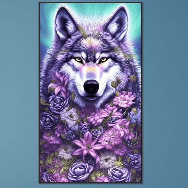 Cuadros Decorativos 5D bricolaje taladro cuadrado completo diamante pintura lobo Kit decoración del hogar (GS3527) Wdftyju embutido en tela