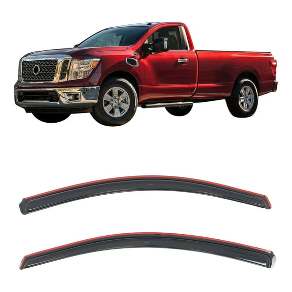 Ikon Motorsports In-Channel Window Visors Fits 2017-2019 Nissan Titan Standard/Extended Cab, Slim Style Side Door Rain Vent Guard, Acrylic Smoke 2PCS