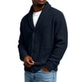 thumbnail image 4 of CHCNHAC Mens V Neck Cardigan Sweater Shawl Collar Button Front Ribbed Knit Long Sleeve Casual Winter Knitwear Outerwear, Black, 4 of 6
