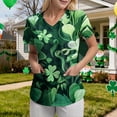 thumbnail image 6 of felwors St Patricks Day Shirt Women Shamrocks Printed V Neck Short Sleeve Nursing Uniform Scrubs Shirts with Pockets (Light Green, XL), 6 of 6