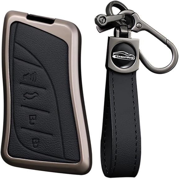 Key Fob Cover Compatible with Lexus ES IS LS LC NX RX LX RC GX UX TX 2018-2025 4 Button Keychain Case Holder Protector,Black-Long keychain
