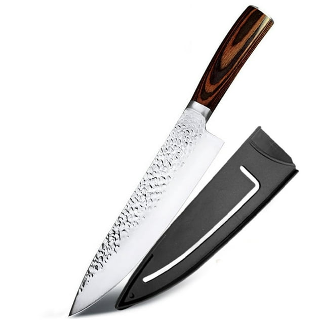 Kitchen Knife 8-inch High Carbon Steel Japanese Chef Knife Hand-Hammered Non Stick Blade Sharp Butcher Knife Cooking Tool