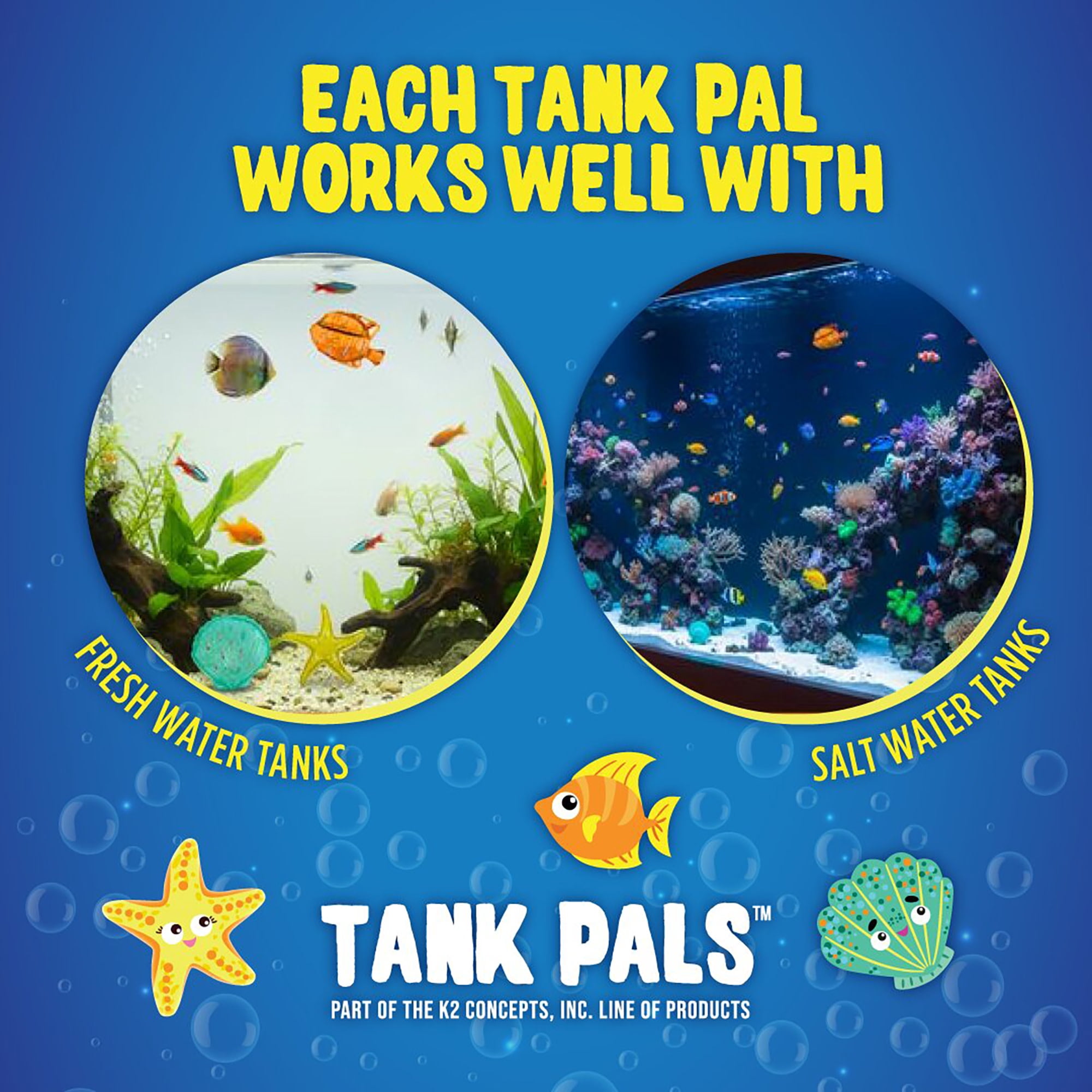 Tank Pals: Sandy The Bio-Support Starfish - 3 Pack, Yellow- Promotes A Healthy Balanced Aquarium Ecosystem, Probiotic Growth, Tank Environment Control