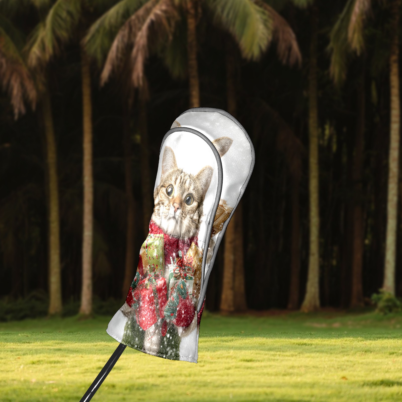 Golf Club Covers, While XmasCatSnow Premium PU Leather Driver Hybrid Putter Head Covers with Velvet Lining, Waterproof Golf Gifts for Men Women