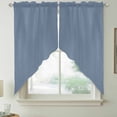 thumbnail image 2 of Blue Pure Color Swag Valances for Windows, Kitchen Curtains 36 Inch Length 2 Panels Set, Aesthetics Contemporary Luxury Short Curtains for Small Windows Rod Pocket Cafe Curtains Drapes 28"x36", 2 of 8