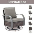 thumbnail image 6 of OPOHORO 7-Piece Outdoor Patio Furniture Set with Sofa, 2 Swivel Rocking Chairs, 2 Ottomans, Coffee Table and Side Table, PE Wicker Deep Seating with Gray Cushions, 6 of 15