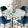 thumbnail image 5 of Elastic Fitted Round Tablecloth, Eucalyptus Leaves Waterproof Stretch Table Cover for 36"-44" Tables, Daisy Spring Floral Botanical Wooden Washable Outdoor Tablecloths for Patio, Picnic, Camping, 5 of 9