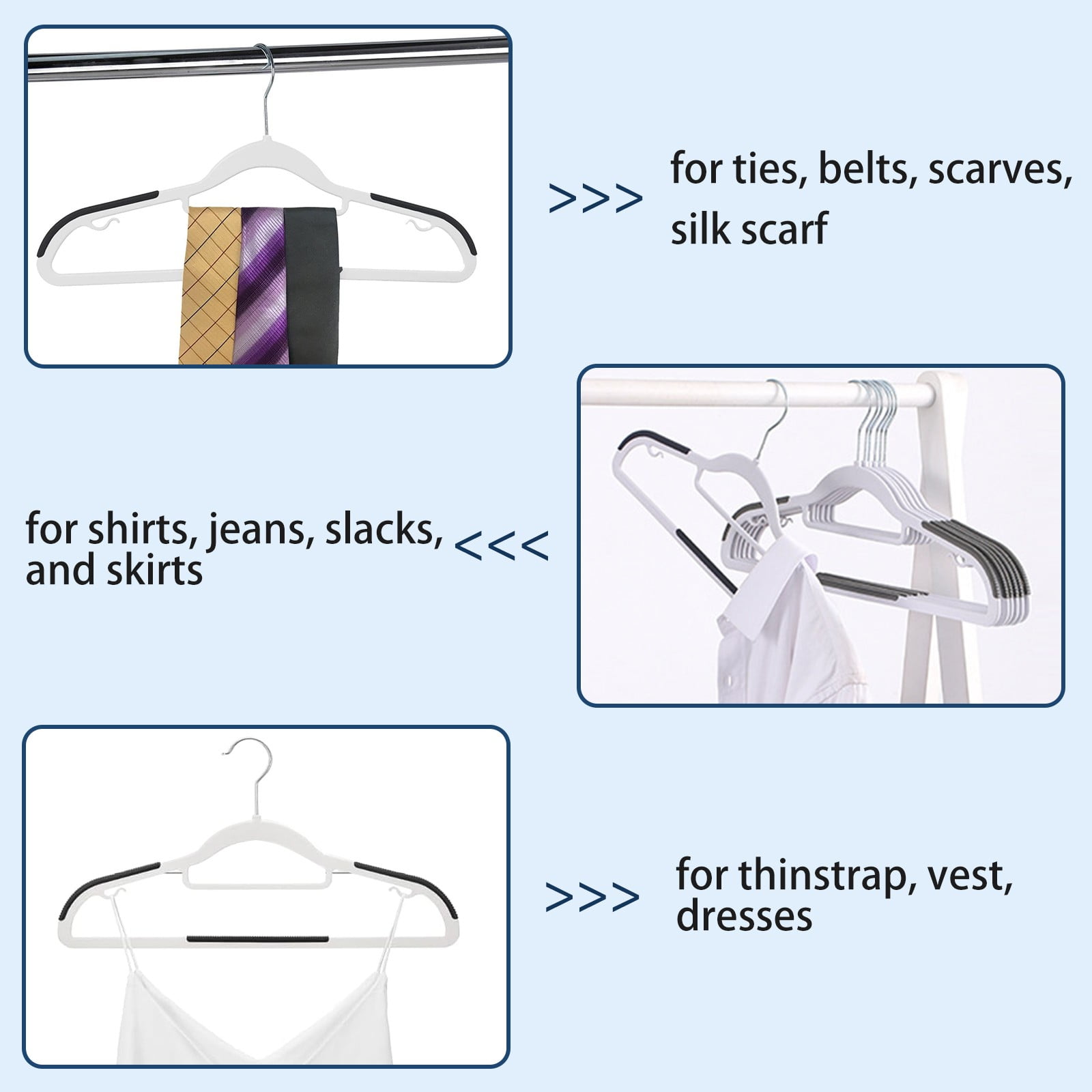 EasyPAG 30-Pack Premium Plastic Suit Clothes Hangers, Black