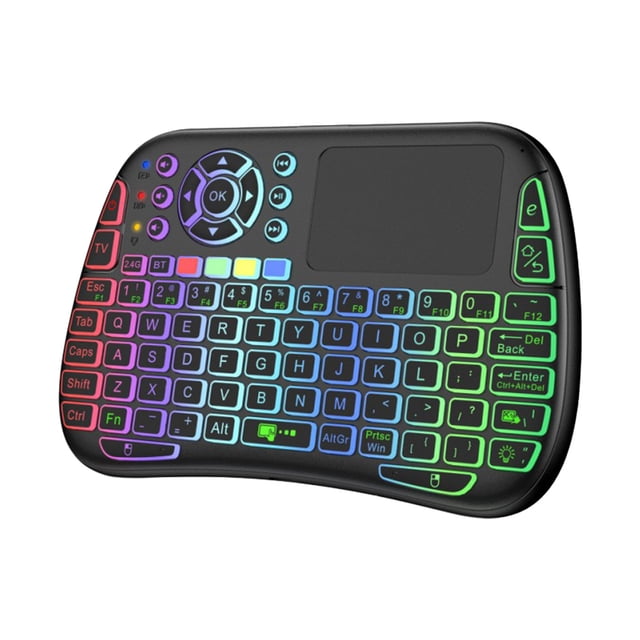 Clavier et Souris Sans Fil Bluetooth Sans Fil à Double Mode Tactile Voix Infrarouge d'Apprentissage Télécommande Mini Rechargeable Souris Rétroéclairée Couleur Clavier