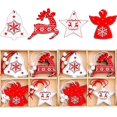 thumbnail image 2 of 24 piezas de adornos de madera, conjunto terminado, adornos colgantes para Navidad, 2 of 5