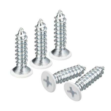 

ST5x20mm White Screws Self Tapping Screws 25 Pack Flat Head Phillips Wood Screws for Woodworking