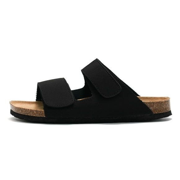 Mens Cork Sandals Suede Leather Slip on Outdoor Slippers with Adjustable Buckle