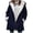 Navy, variant on Dovford Womens Horn Button Coat Winter Thicken Jacket Solid Double Breasted Pea Coat Fleece Warm Jacket Lightweight Jacket 2024