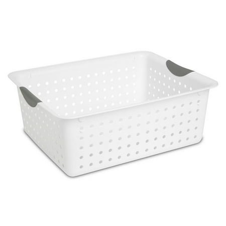 Sterilite Large Ultra Plastic Storage Baskets W  Handles, White, 54 