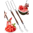 thumbnail image 6 of Wooden Handle Watermelon Fruit Slicing,Portable Stainless Steel Double Ended Fruit Fork Kitchen Gadget(2PCS)kitchen accessories, 6 of 6
