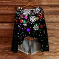 thumbnail image 6 of asdoklhq Christmas Shirts for Women Christmas Printed Casual Crew Neck Long Sleeve Pullover Sweater Knitted Pullover Top Black XL, 6 of 8