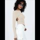 thumbnail image 5 of Camiseta de Larga con Cuello Redondo y Espalda Abierta para Mujer, Estilo Y2K, Estilo Retro Informal de Color Liso Albaricoque M, 5 of 10