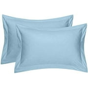 Cotton Metrics Heavy Quality Queen Pillow Shams Set of 2 Cloud Blue 800TC 100% Organic Cotton Cloud Blue Pillow Shams Queen Size 20X30 Decorative Pillow Cover with 2 Inch Flang