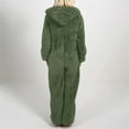 thumbnail image 4 of BRGZLK Womens Onesie Homewear Sherpa Hooded Jumpsuit Fuzzy Warm Romper Winter Adult Loungewear with Pockets Casual Homewear Green XXXXXL, 4 of 5