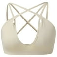 thumbnail image 2 of Wang6 Womens Spaghetti Strap Cropped Camisole Ribbed Workout Sports Bras Wireless Seamless Longline Bras Front Cross Bandage Yoga Fitness Gym Top White S, 2 of 5