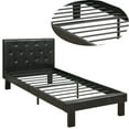 thumbnail image 3 of Benzara Faux Leather Upholstered Twin size Bed with tufted Headboard, Black, 3 of 5