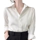 thumbnail image 2 of Camisa de satén francés de lujo para mujer con botones: camisa de vestir profesional azul resistente a las arrugas para primavera y otoño de 2024, 2 of 5