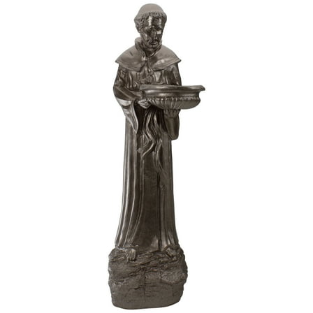 Northlight 24" St. Francis of Assisi Dark Brown Religious Bird Feeder Outdoor Patio Garden Statue