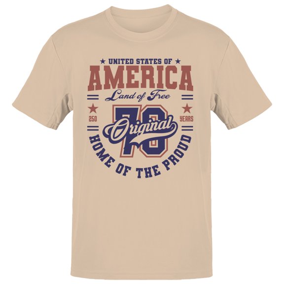 Smartprints America 250 Years Land of Free Men's T-Shirt Natural, Cotton, S