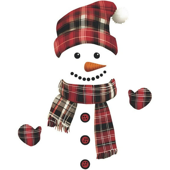 Cartoon Snowman Christmas Door Sticker, Self-Adhesive Decal for Refrigerator & Window