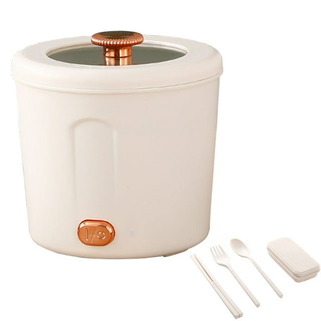 EastVita Portable Ramen Cooker, Mini Rice Cooker with Button Control, Ceramic Inner Liner, Detachable Power Cord, 1L Capacity, 450W Anti Dry Burning Function Portable Pot