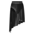 thumbnail image 3 of Faldas de baile lírico de Ballet para mujer, ropa de baile moderna para adultos, patinaje artístico, dobladillo Irregular dividido, falda con diamantes de imitación brillantes, disfraz, 3 of 5