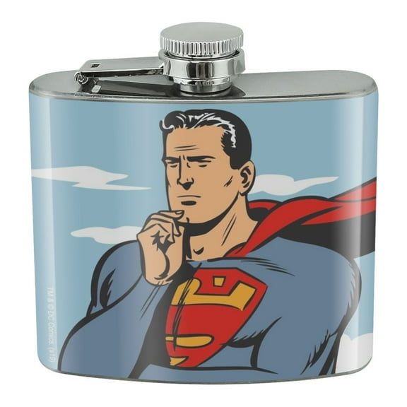 Superman Thinking Stainless Steel 5oz Hip Drink Kidney Flask
