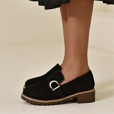 

Cathalem Ladies Fashion Solid Color Flock Shallow Comfort Belt Buckle Heel Casual Shoes Comfort Wedge Sandals Black 6.5
