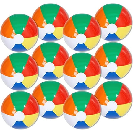 Ballons De Plage Gonflables - Pack De 12, 12 Pouces De Diamètre, Couleurs Arc-en-ciel - Pour Piscine, Plage, Fête