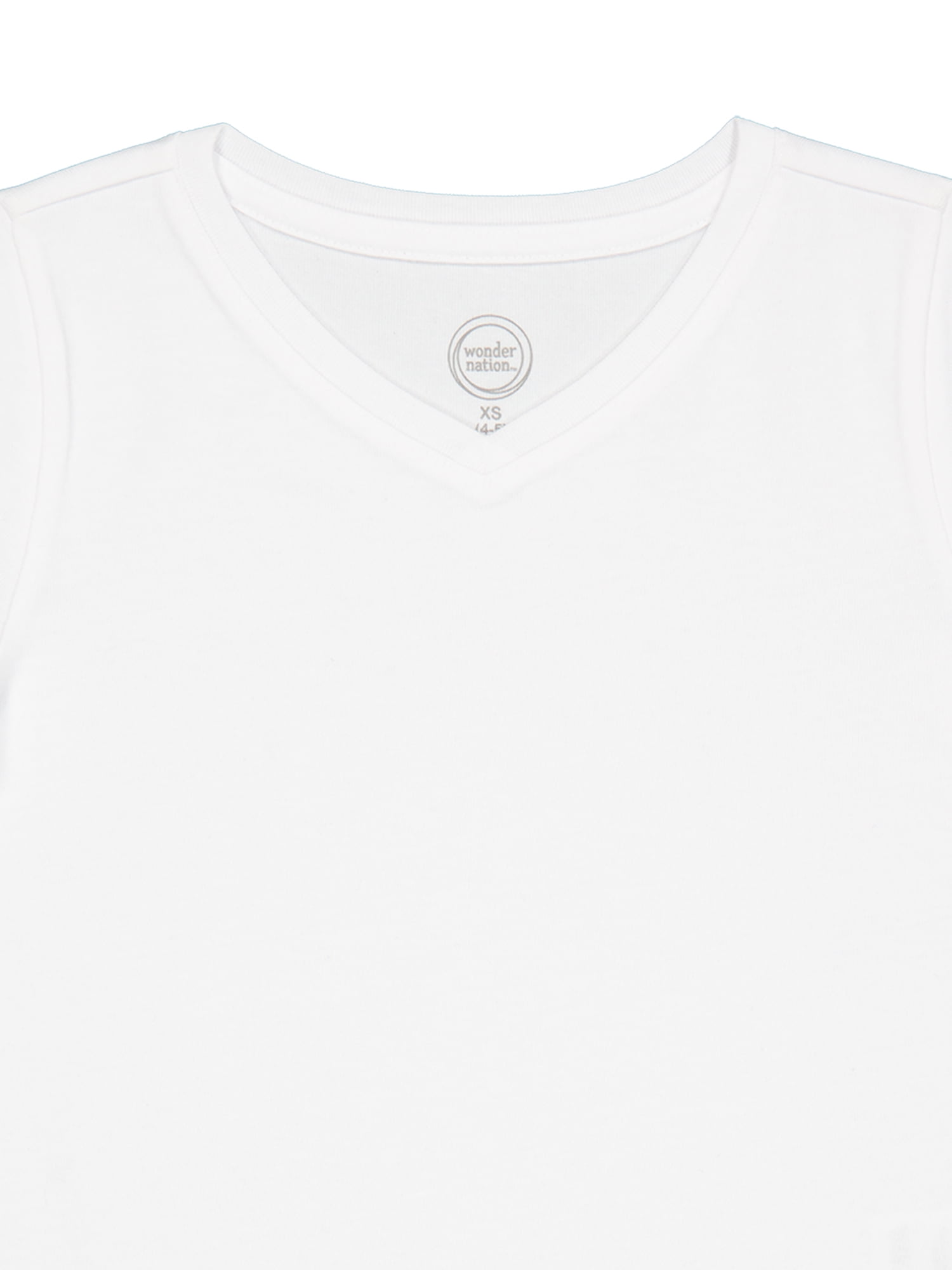 Wonder Nation Girls Short Sleeve Kid Tough V-Neck Tee, Sizes 4-18 & Plus