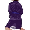 thumbnail image 5 of CFLVAEK Silk Robes for Women Lightweight Lace Half Sleeve Kimono Robes Solid Color Bathrobes with Belt Bridesmaid Wedding Bachelorette Party Robe Purple S, 5 of 5