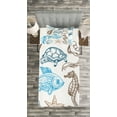 thumbnail image 3 of Ambesonne Hipster Quilted Bedspread Set 2 Pcs, Underwater Marine Life, Twin Size, Dark Blue Cocoa, 3 of 3