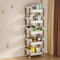 InsCrazy Caddy with Rollers Storage Rack Layer Storage Cart Mobile Storage Rack for Office, Living Room, Kitchen