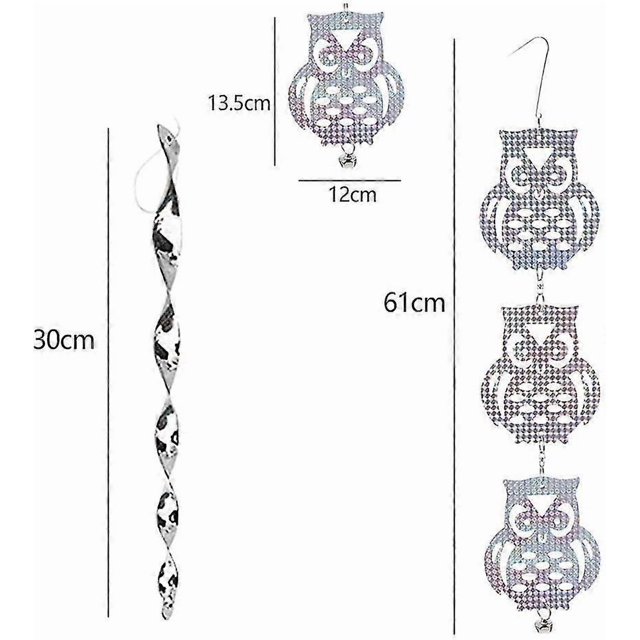 PolarStone Reflective Bird Deterrent Rods And Scary Owls Garden Scarecrow 18pcs