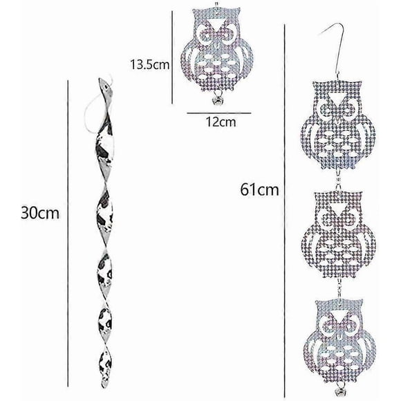 PolarStone Reflective Bird Deterrent Rods And Scary Owls Garden Scarecrow 18pcs
