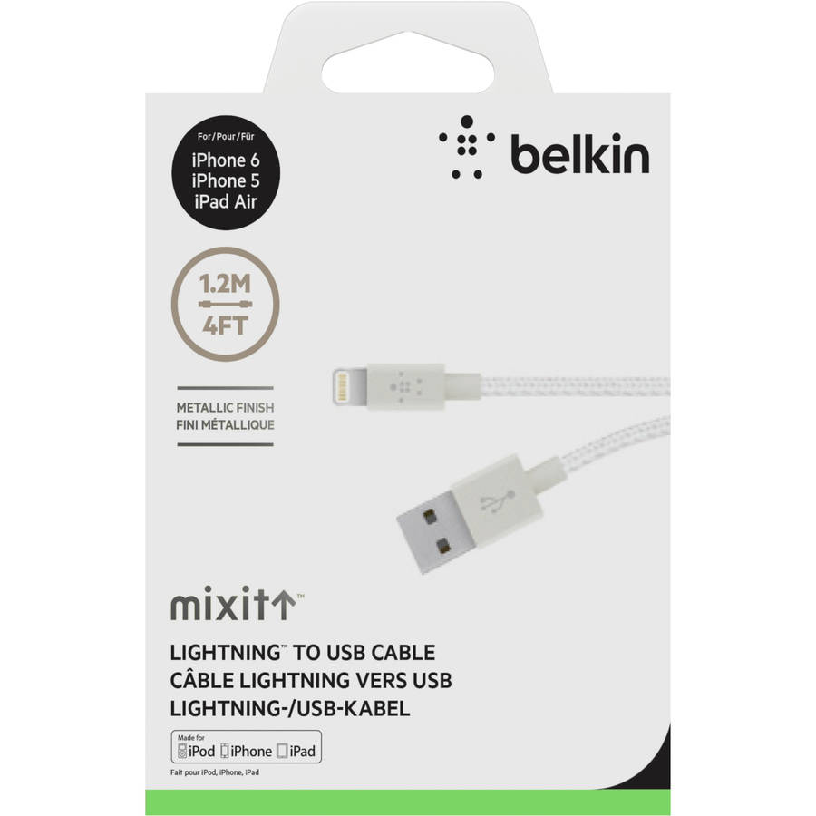 Belkin Mixit Metallic Lightning To Usb Cable 4 White Walmart Com