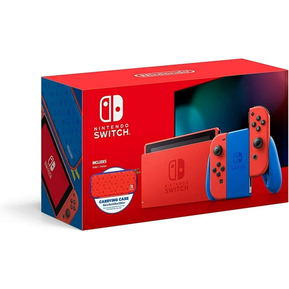 Refurbished (Good)Nintendo Switch Console with Mario Red Blue Joy-Con with Carrying Case (JP Spec)