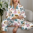 thumbnail image 4 of Goofa Cartoon Animals Printed Women’s 2 Piece Pajama Set Super,Pajamas Women's Long Sleeve Sleepwear Soft Button Down Loungewear Pjs Lounge Set Nightwear-, 4 of 9