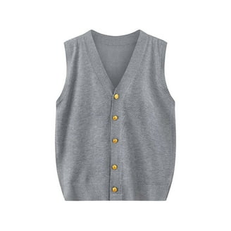 ZACPNCV Sweater Vest Top for Women's Solid Color V-neck Single