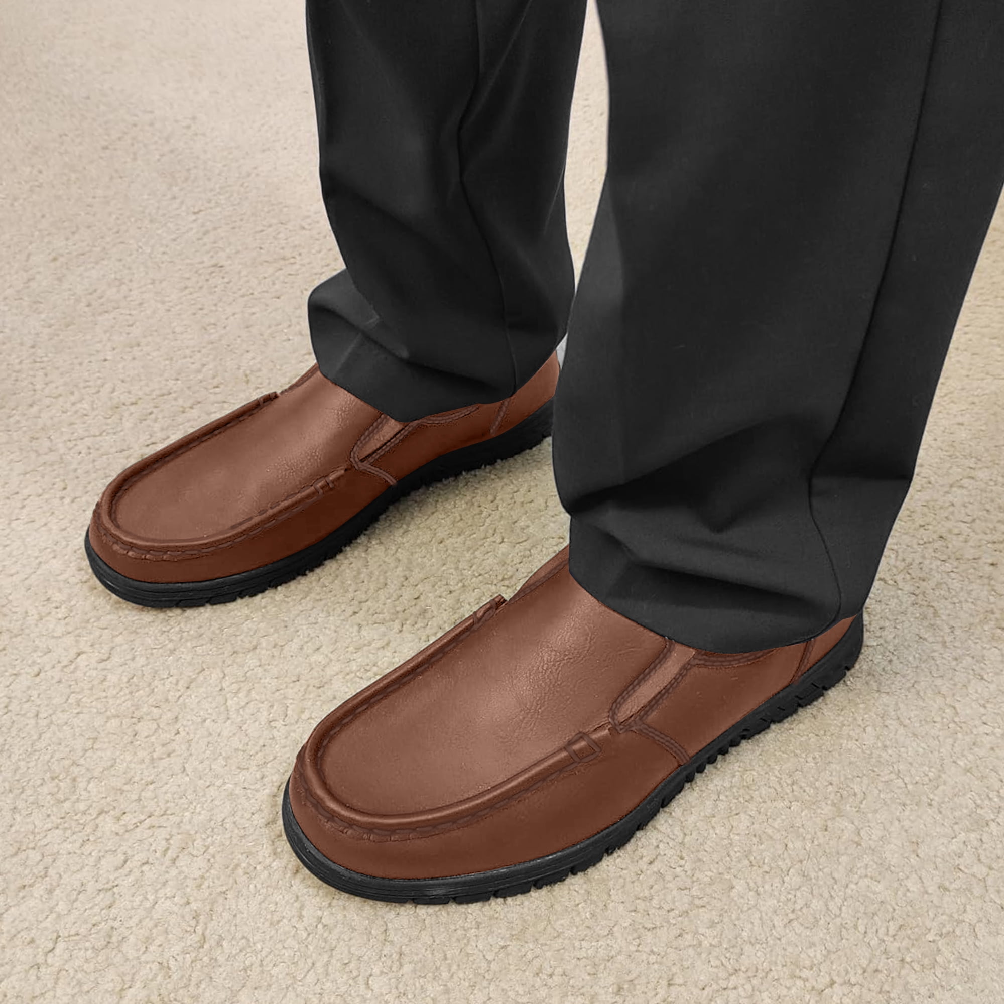 CAMEL CROWN Men\'s Size 13 Slip On Loafers Dull Brown Leather Casual Shoes Amazon.com | CAMEL CROWN Mens Loafers Slip On Loafer Leather  main image 4
